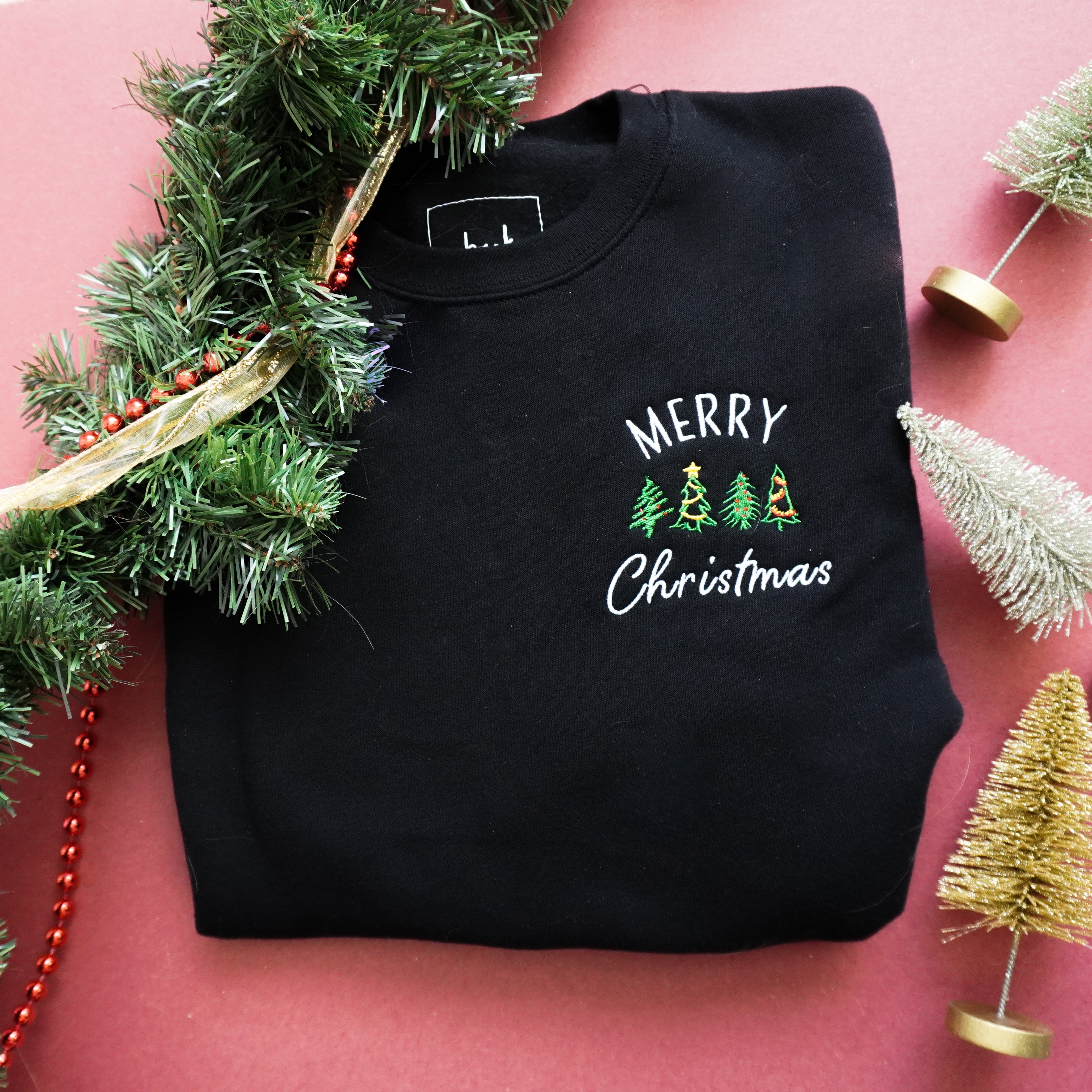 Merry Christmas Embroidered Sweatshirt - Shop Back Home