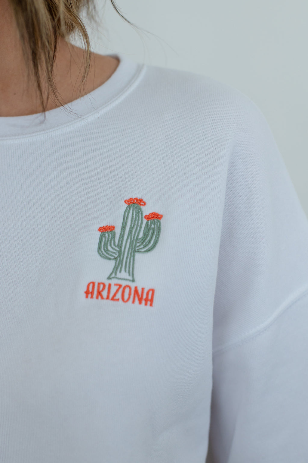 Arizona Embroidered White Sweatshirt - Unisex - Shop Back Home