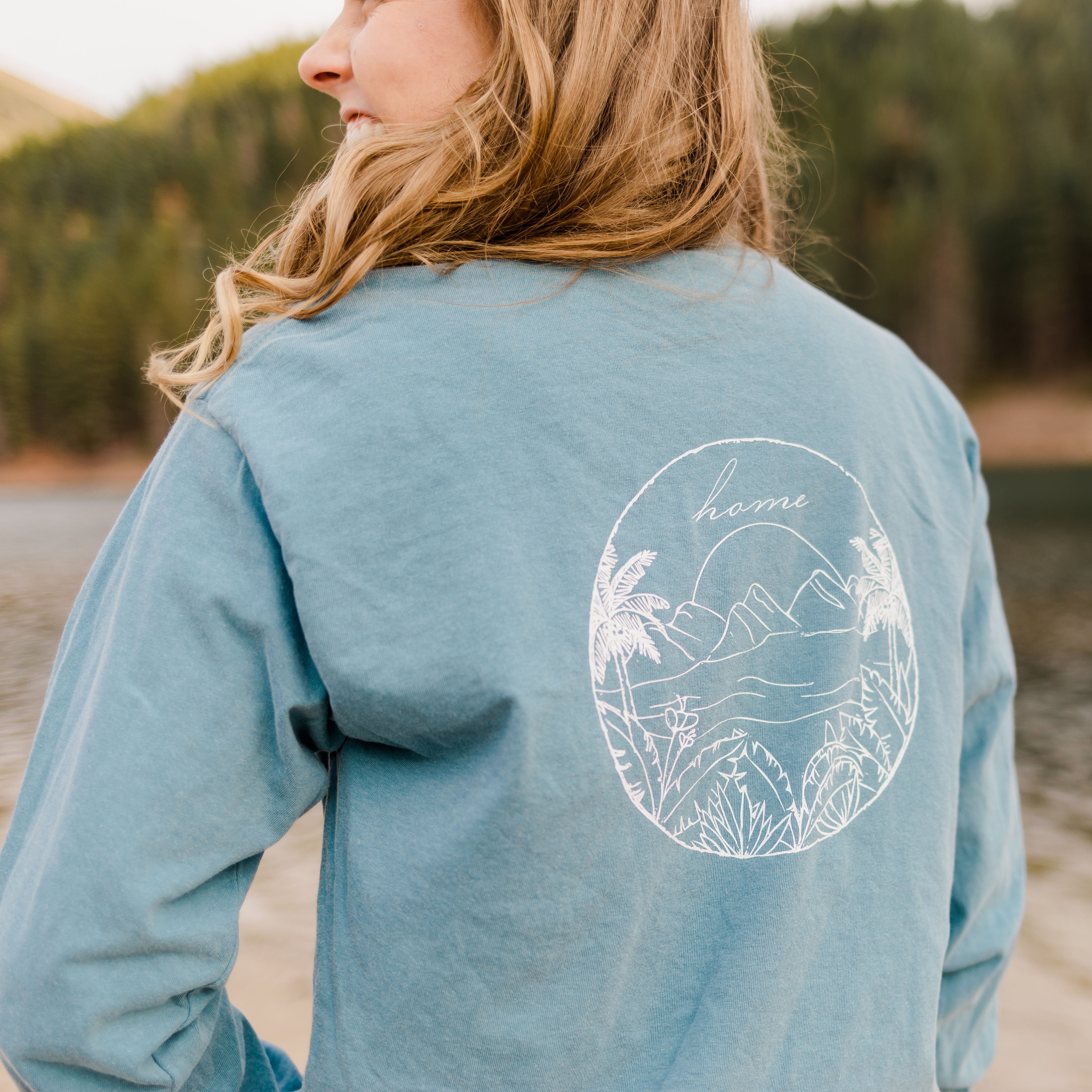 Beach Long Sleeve T-Shirt - Sky Blue - Shop Back Home
